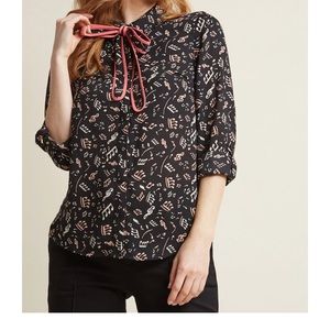 NWOT Plus ModCloth Musical Notes Blouse